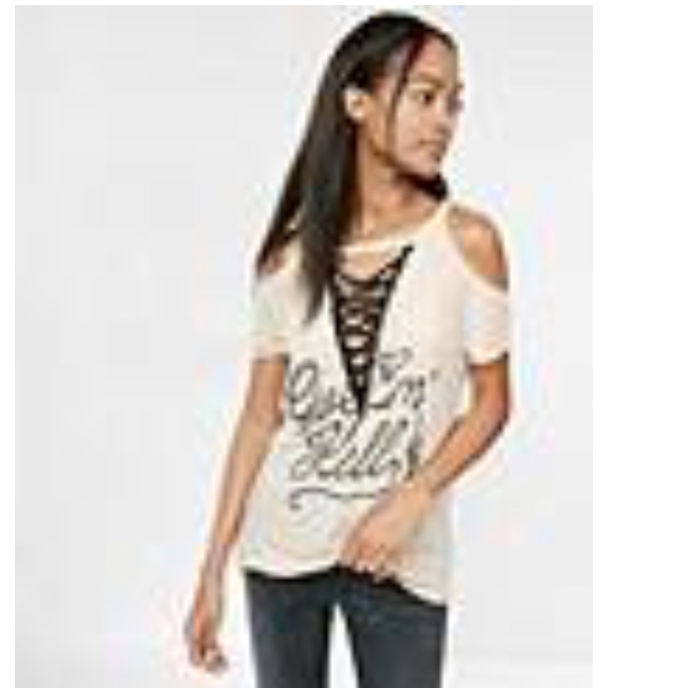 Lace up cold shoulder t shirt
